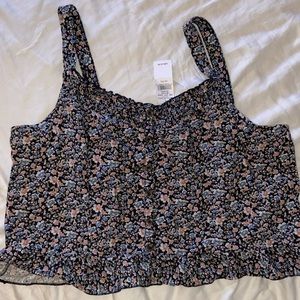 blue floral print crop top xxl